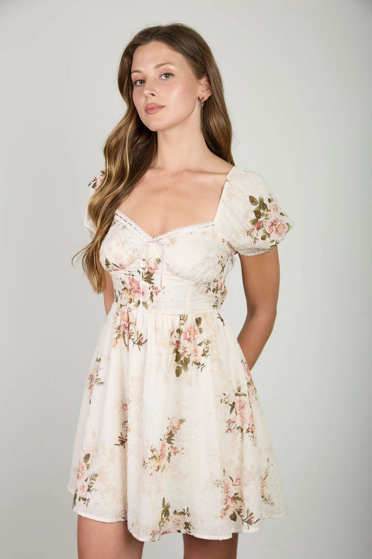 Floral Stripe & Dot Mini Dress - CHP