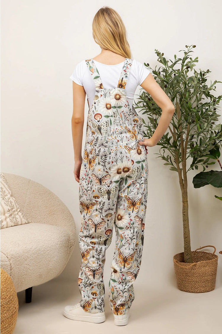 Flower & Butterfly Overall - White