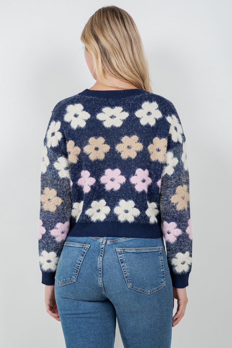 Flower Crew Sweater - NVY