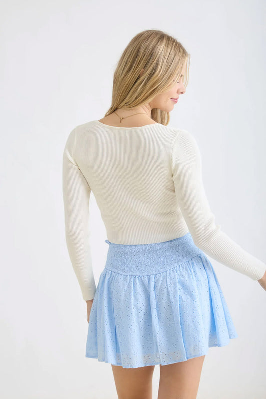 Flower Swirl Knit Top - IVR