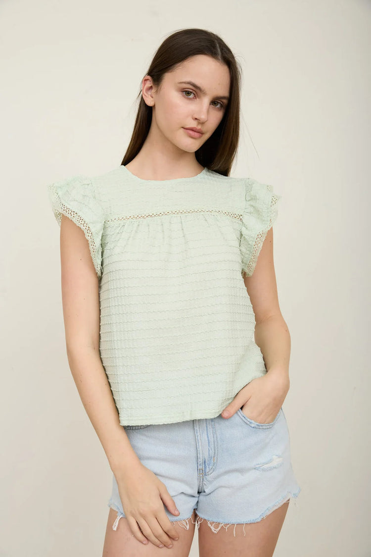 Fran Ruffle Sleeve Top - MNT