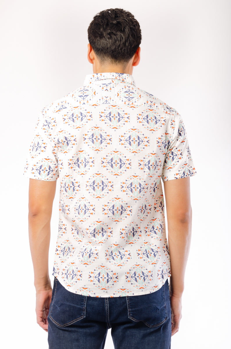 Geometric Short Sleeve Shirt - NAT
