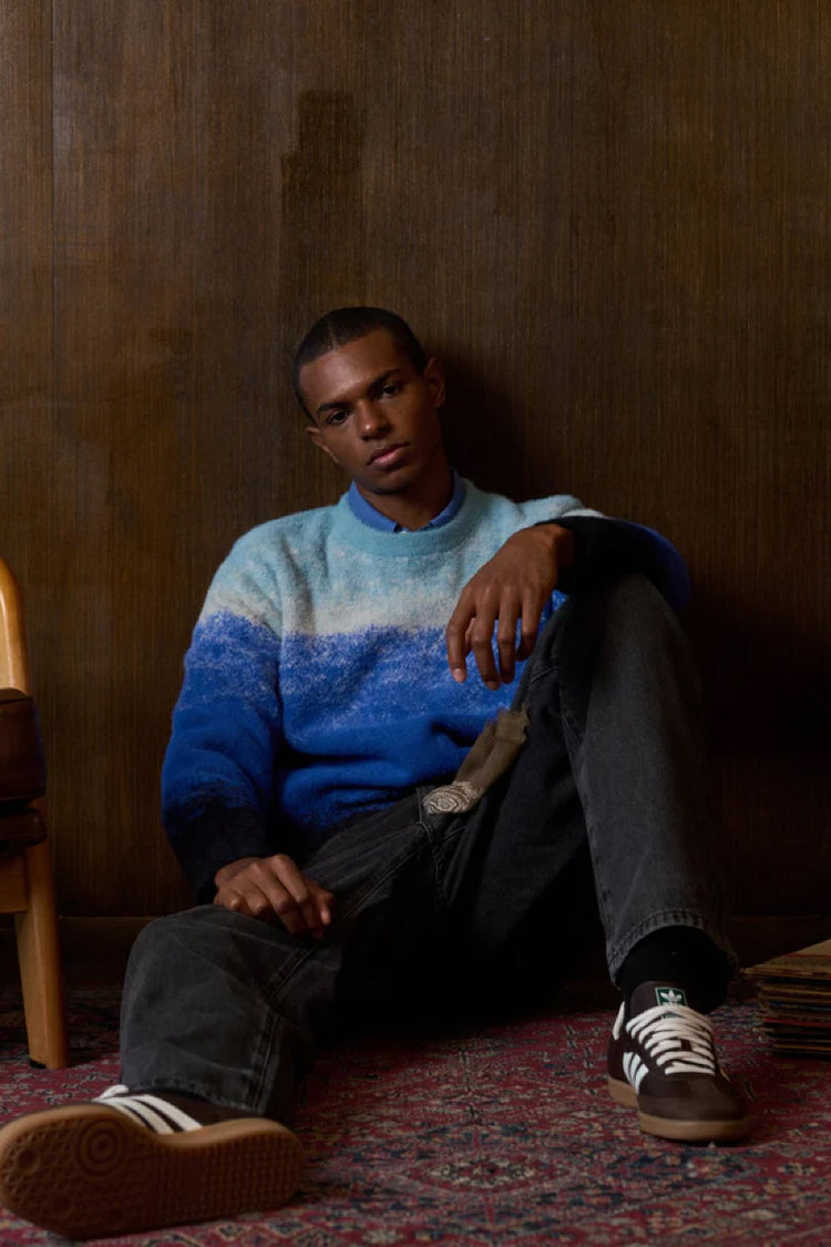 Gradient Knit Crew Sweater - BLU
