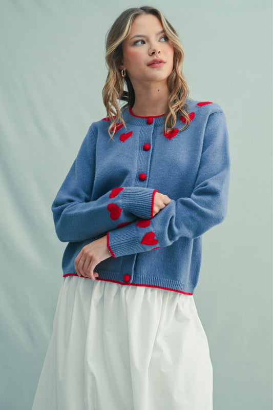 Heart Cardigan - BLU