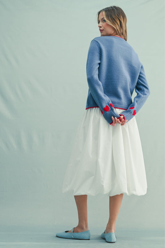 Heart Cardigan - BLU