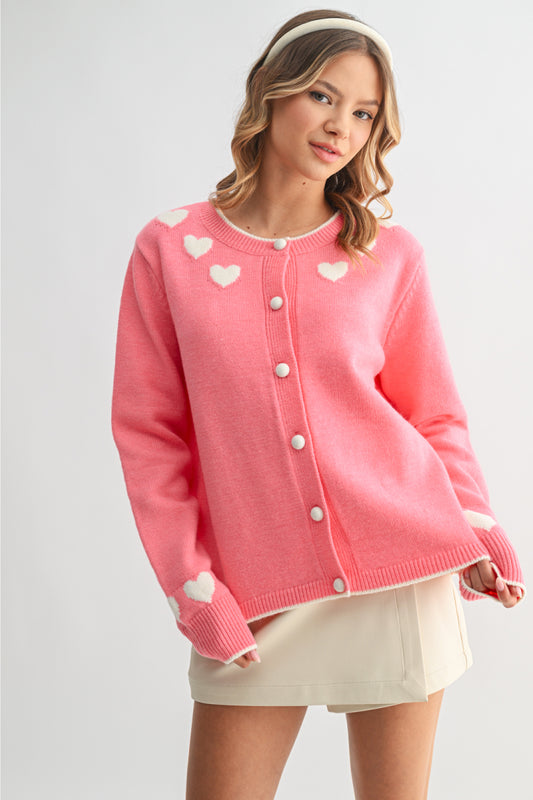 Heart Cardigan - PNK
