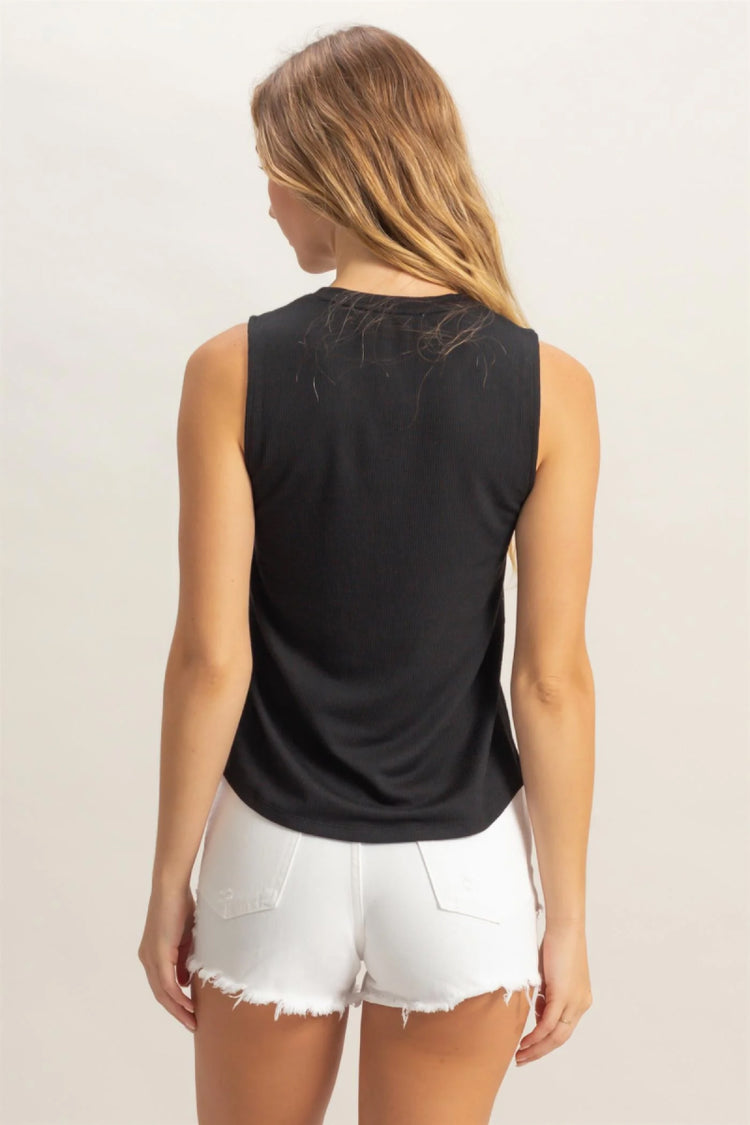 Henley Tank Top - BLK