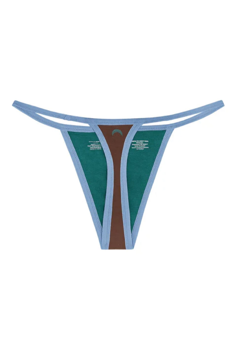 High Rise String Thong - Brown / Sky Blue - BRNB
