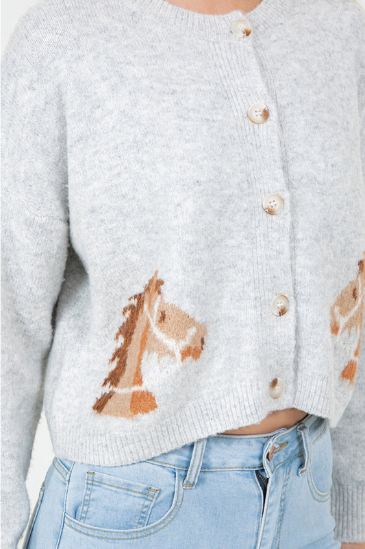 Horse Cardigan - GRY