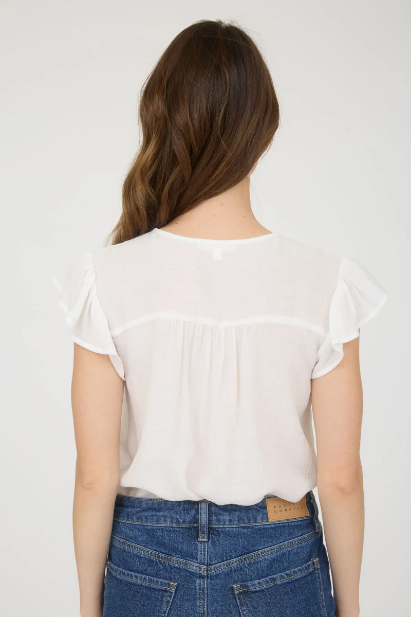 Keyhole Lace Trim Top - CRM