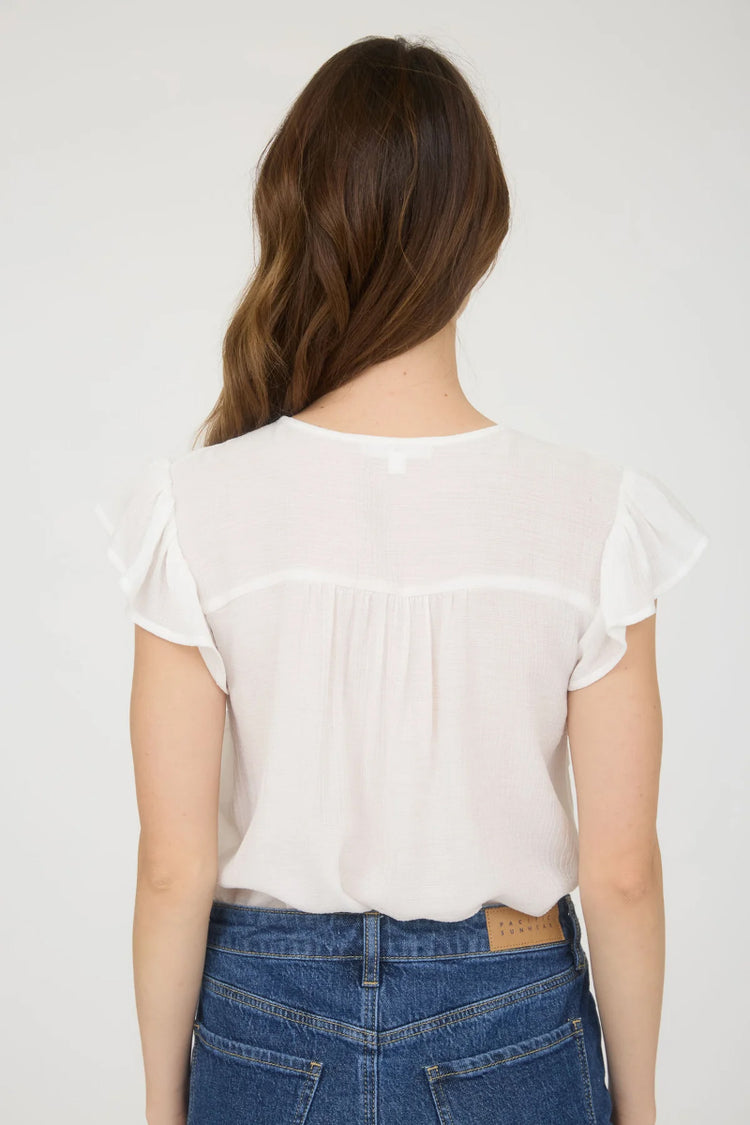 Keyhole Lace Trim Top - CRM