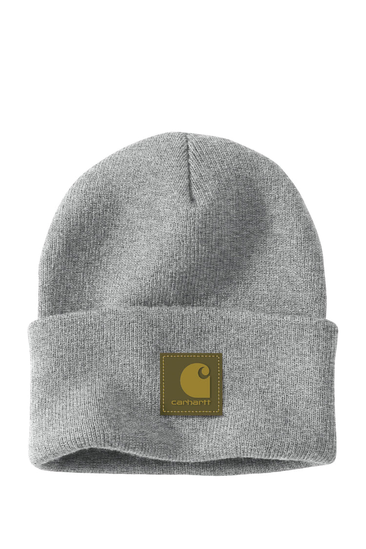 Knit Rubber Patch Beanie - Heather Gray - HGY