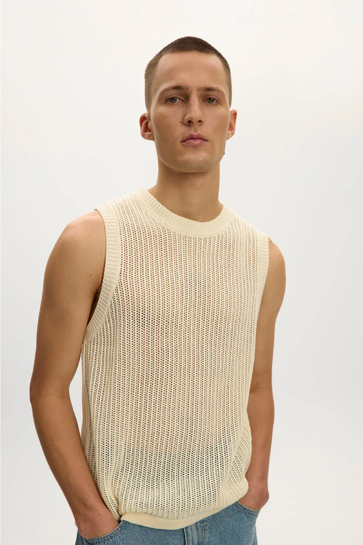 Knitted Sleeveless Vest - CRM