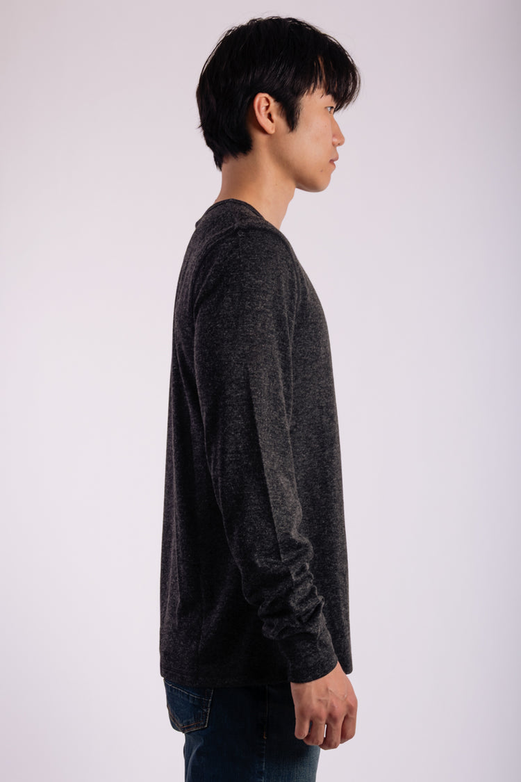 Heathered Thermal Long Sleeve - BLK