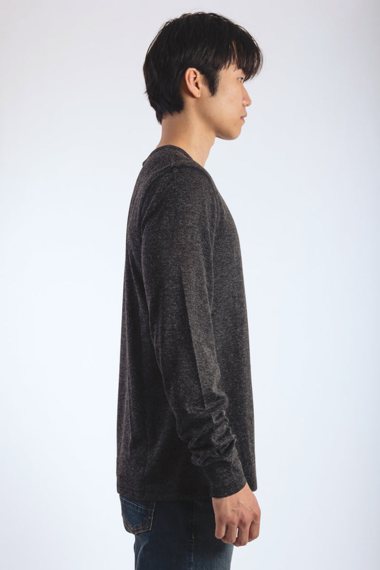 Heathered Thermal Long Sleeve - BLK
