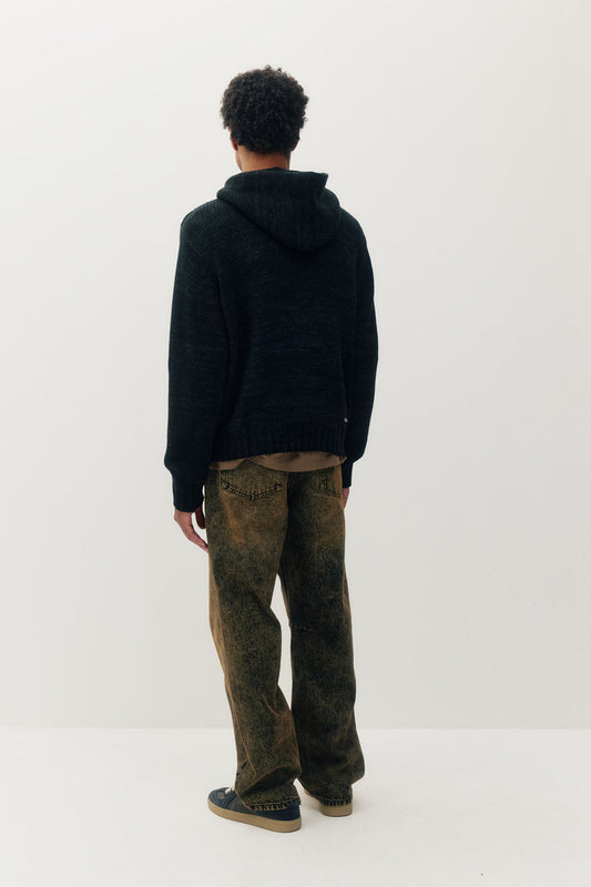 Knitted Zip Hoodie - BLK