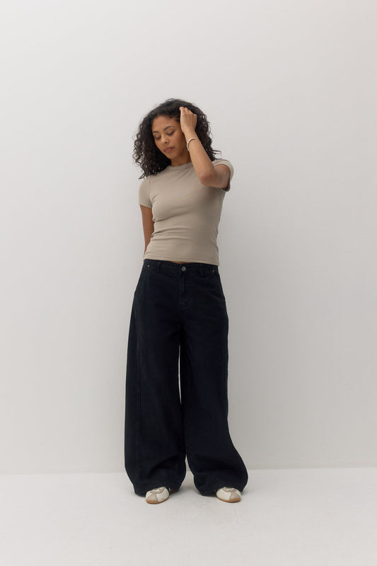 Low Curve Utility Denim Pants - BLK