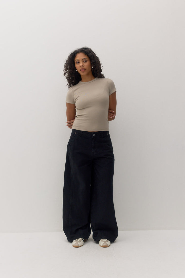 Low Curve Utility Denim Pants - BLK
