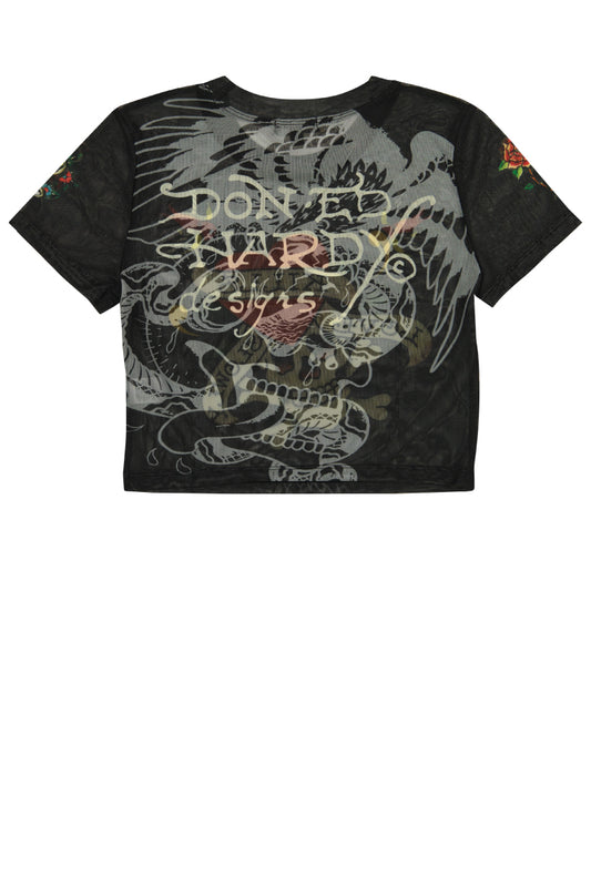 LKS Skull Power Mesh Baby Tee - BLK