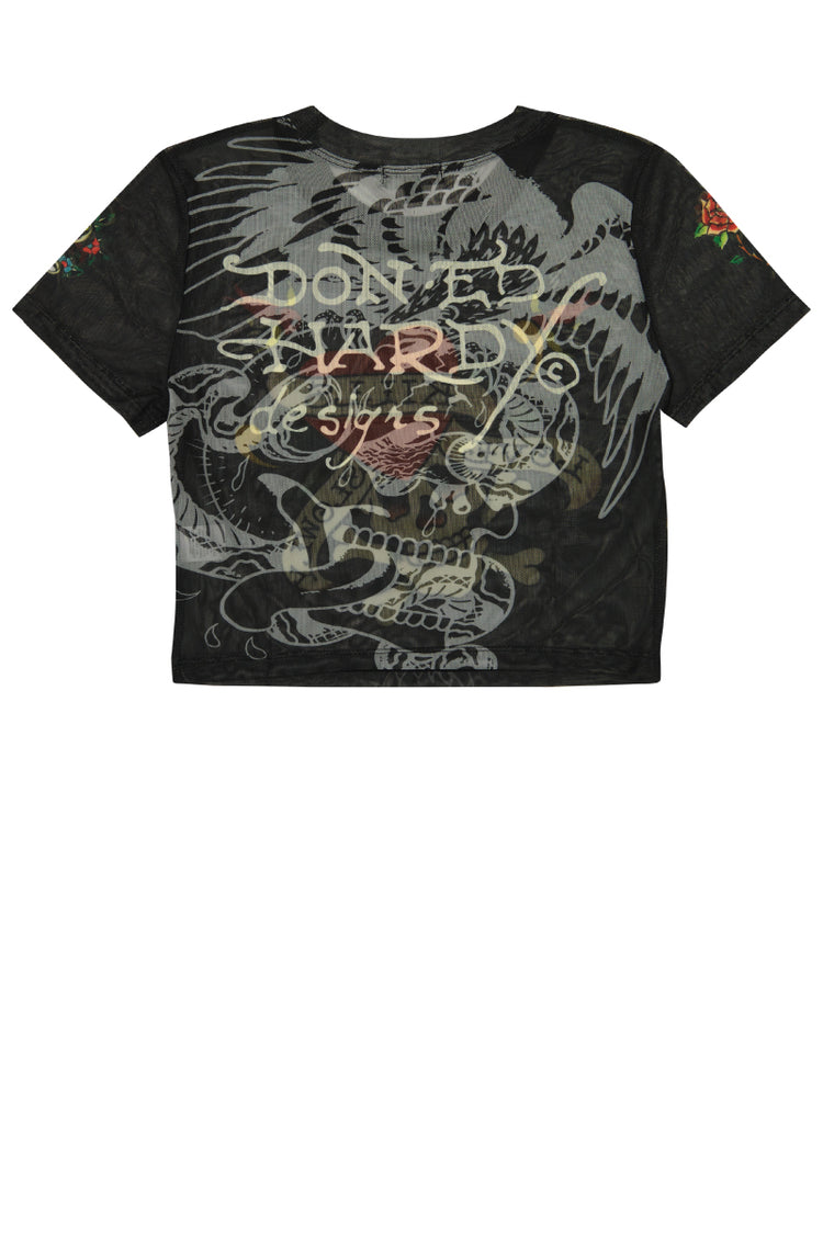 LKS Skull Power Mesh Baby Tee - BLK