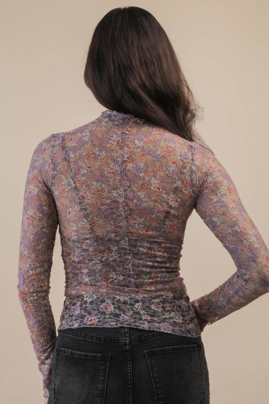Lace Floral Mesh Top - MVE