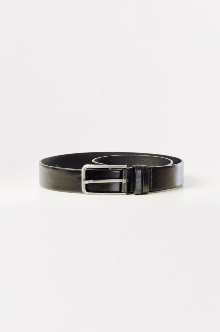 Leather Belt with Double Loops - BLK