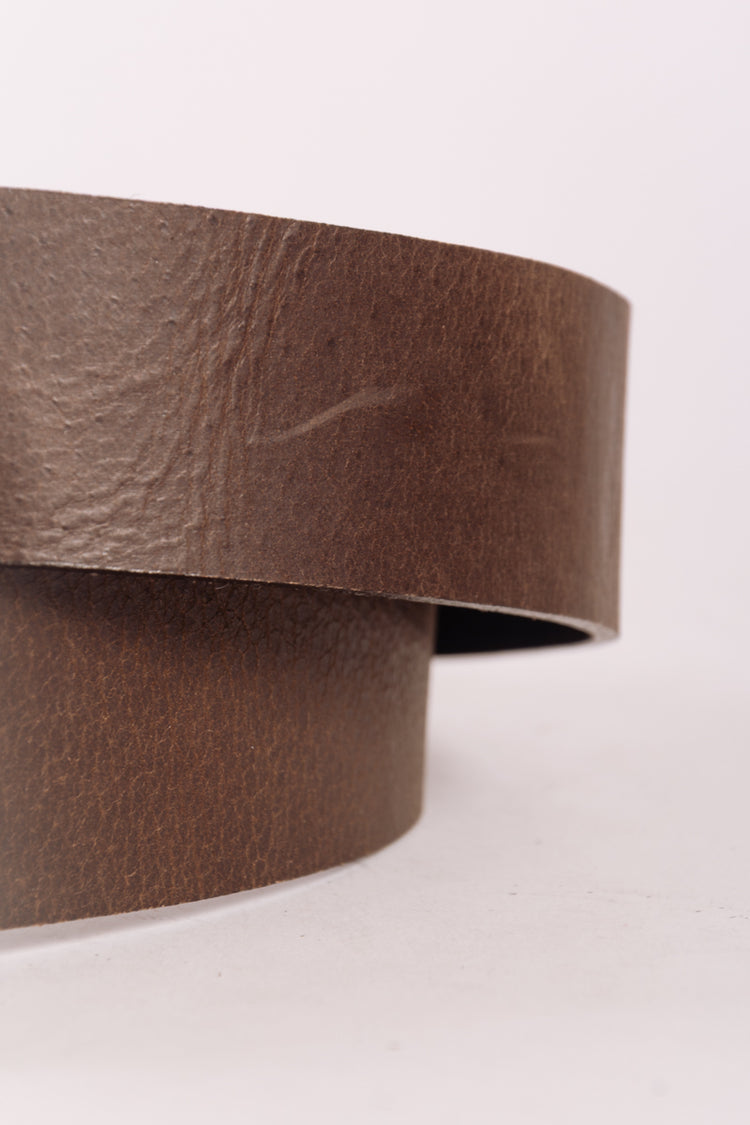 Leather Belt with Nickel Buckle - BRN