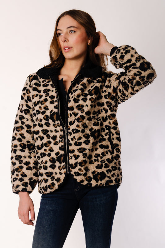 Leopard Sherpa Zip Jacket - ANI