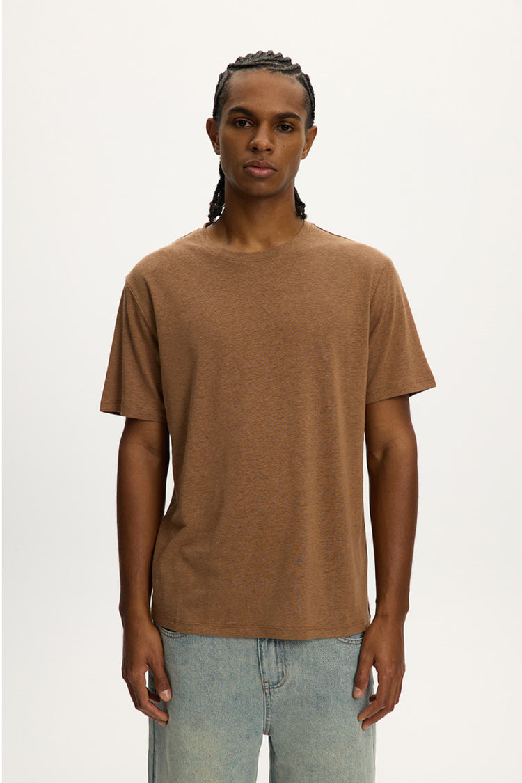 Linen Essential Tee - BRN