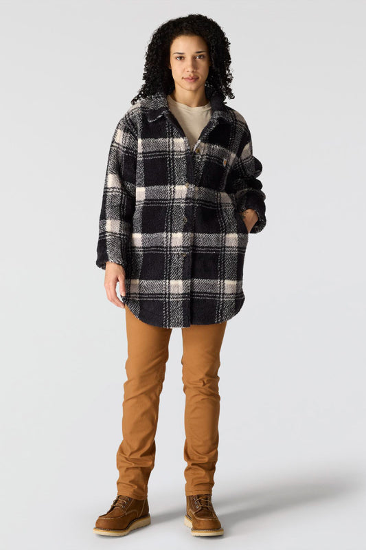 Loose Fit Fleece Coat - BLK