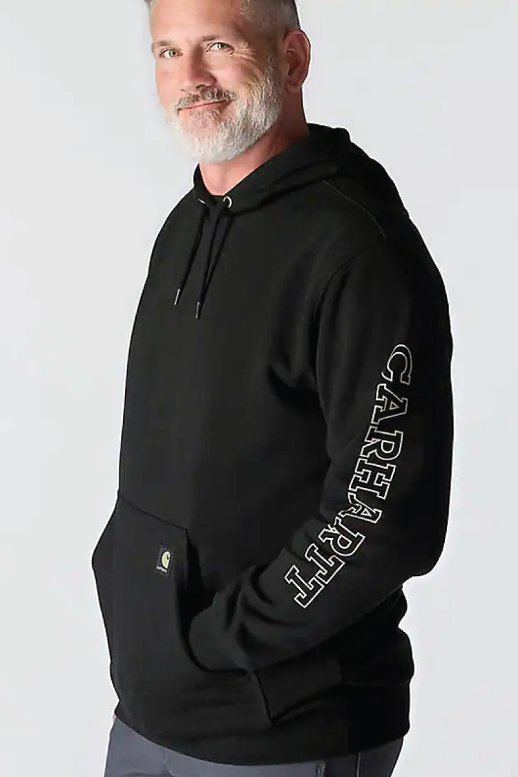 Loose Fit Midweight Camo Graphic Hoodie - BLK