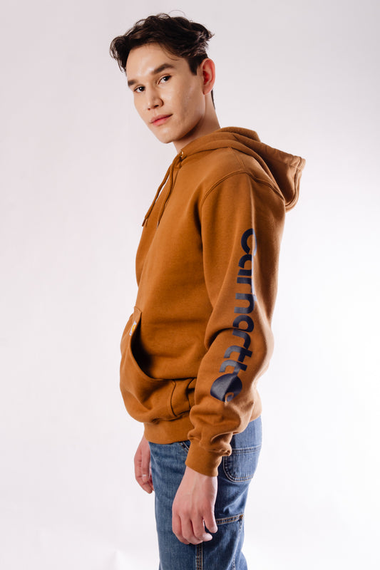 Loose Fit Midweight Graphic Hoodie - Brown