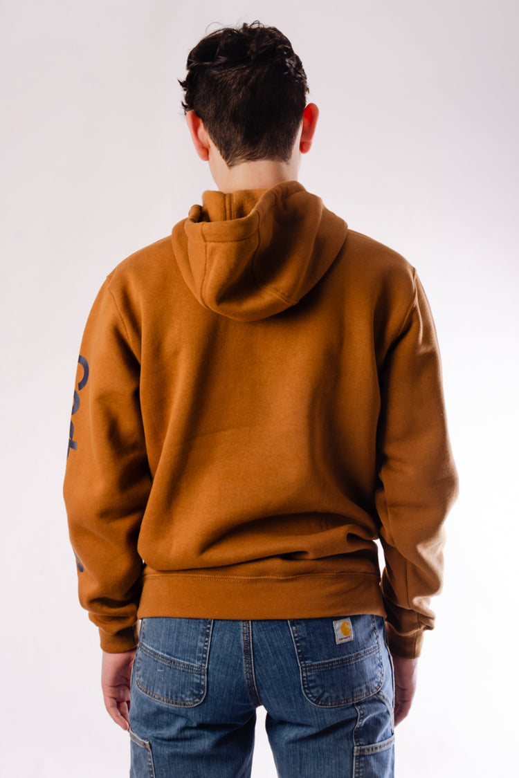 Loose Fit Midweight Graphic Hoodie - Brown