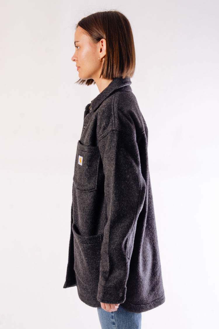 Loose Fleece Shacket - BLK