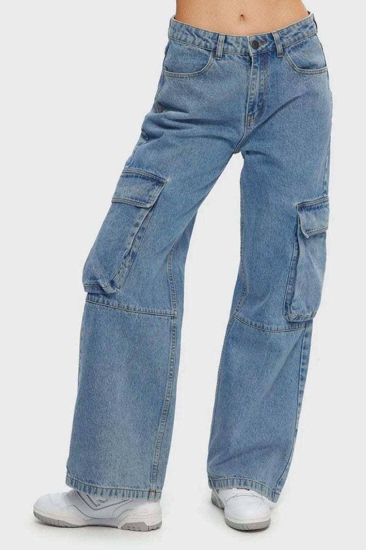 Low Rise Cargo Jeans - VBLU