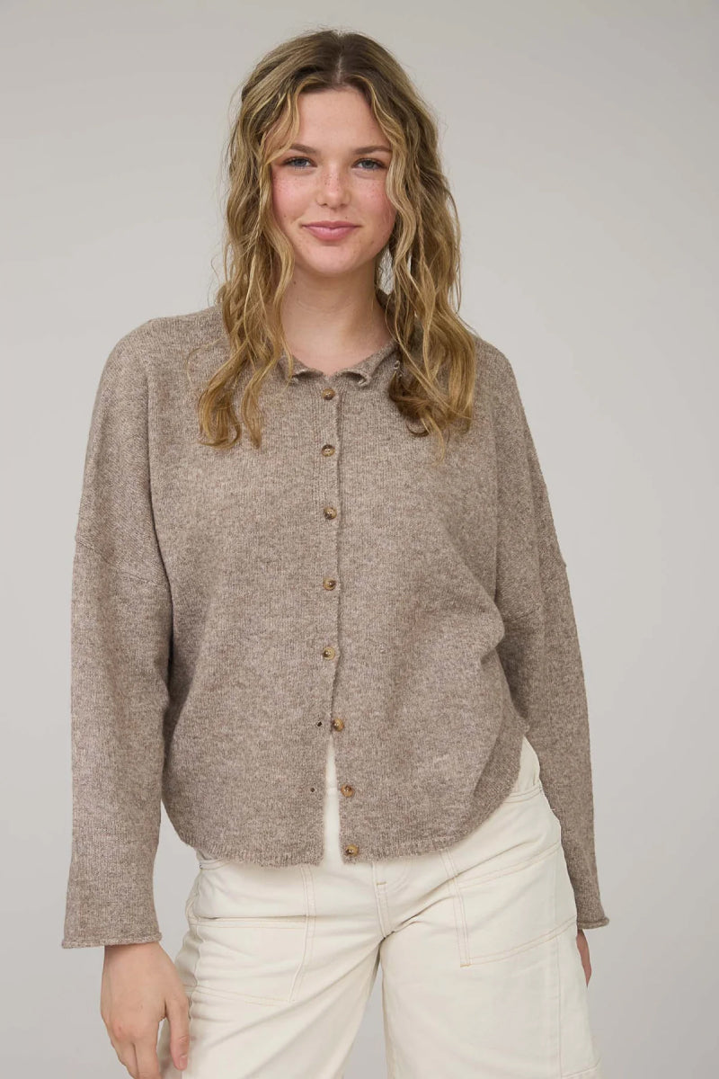 Lite Button Cardi - BRN