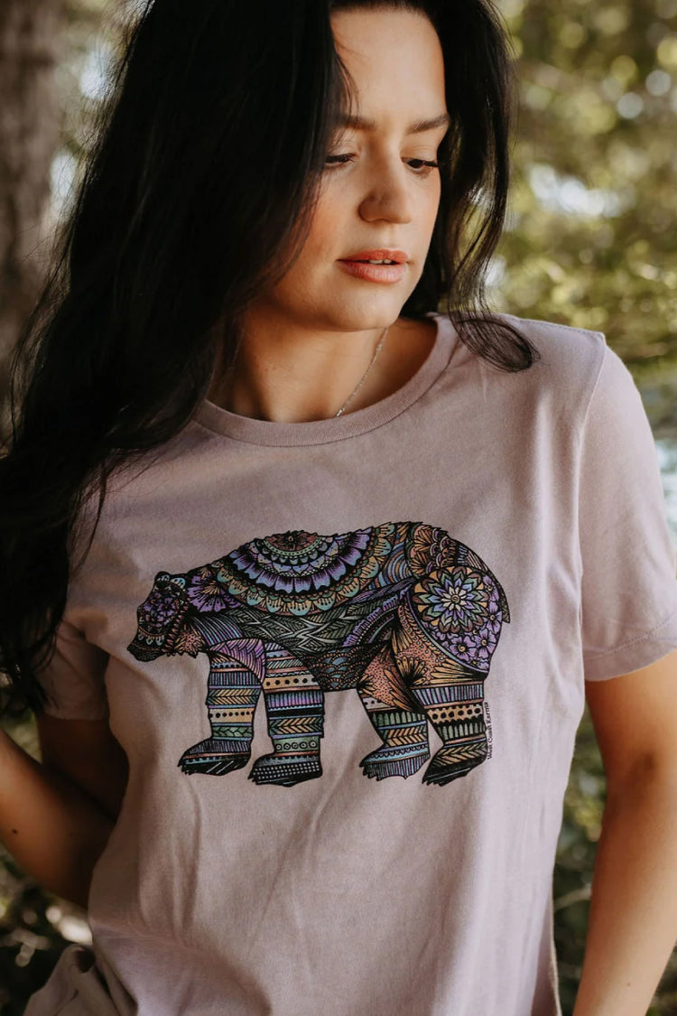 Mandala Bear Relaxed Tee - PUR