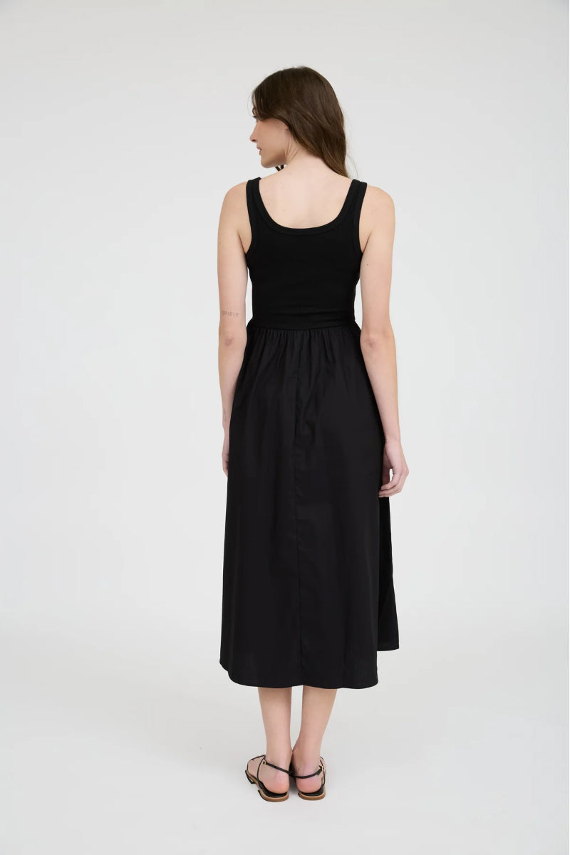 Mix Media Midi Dress - BLK