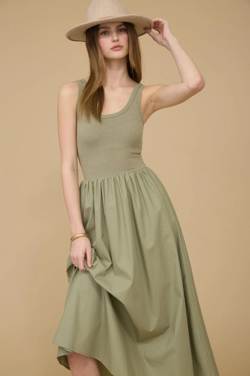 BLU PEPPER Women's Rib Tank Midi Dress Below The Belt – Below