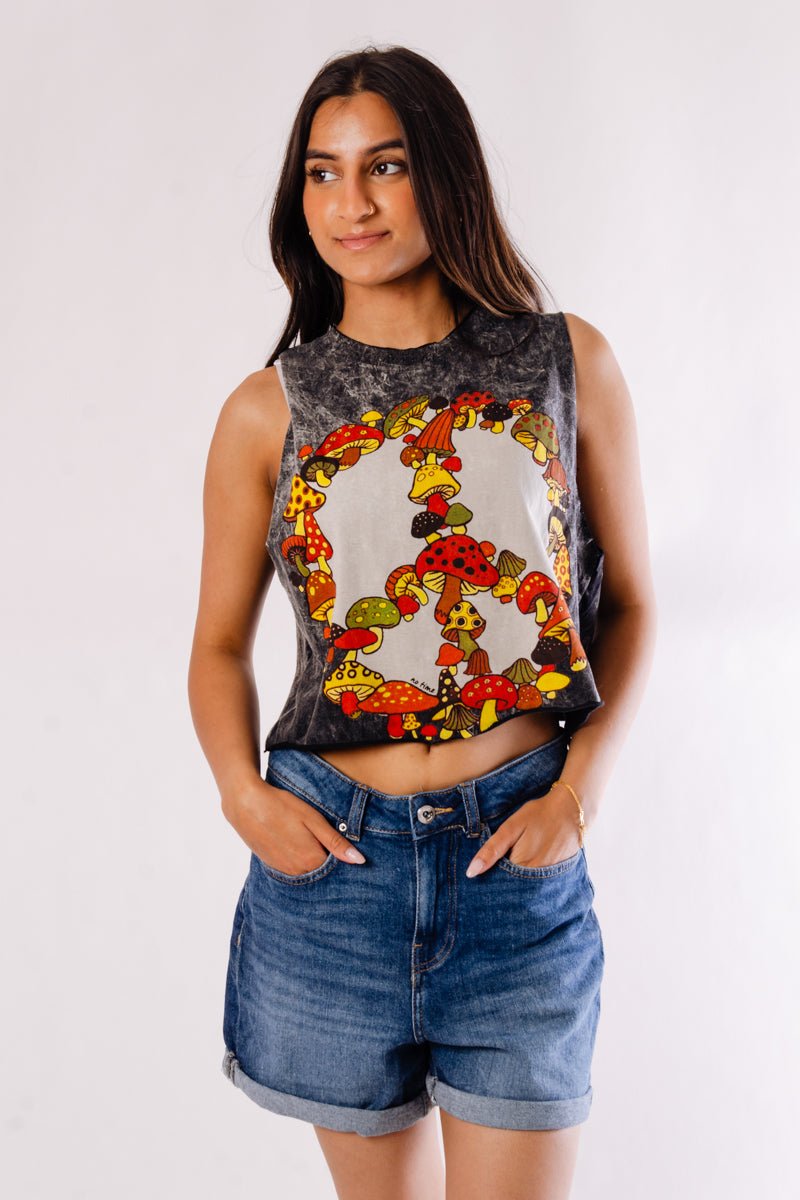 Mushroom Peace Crop Tank - PCE