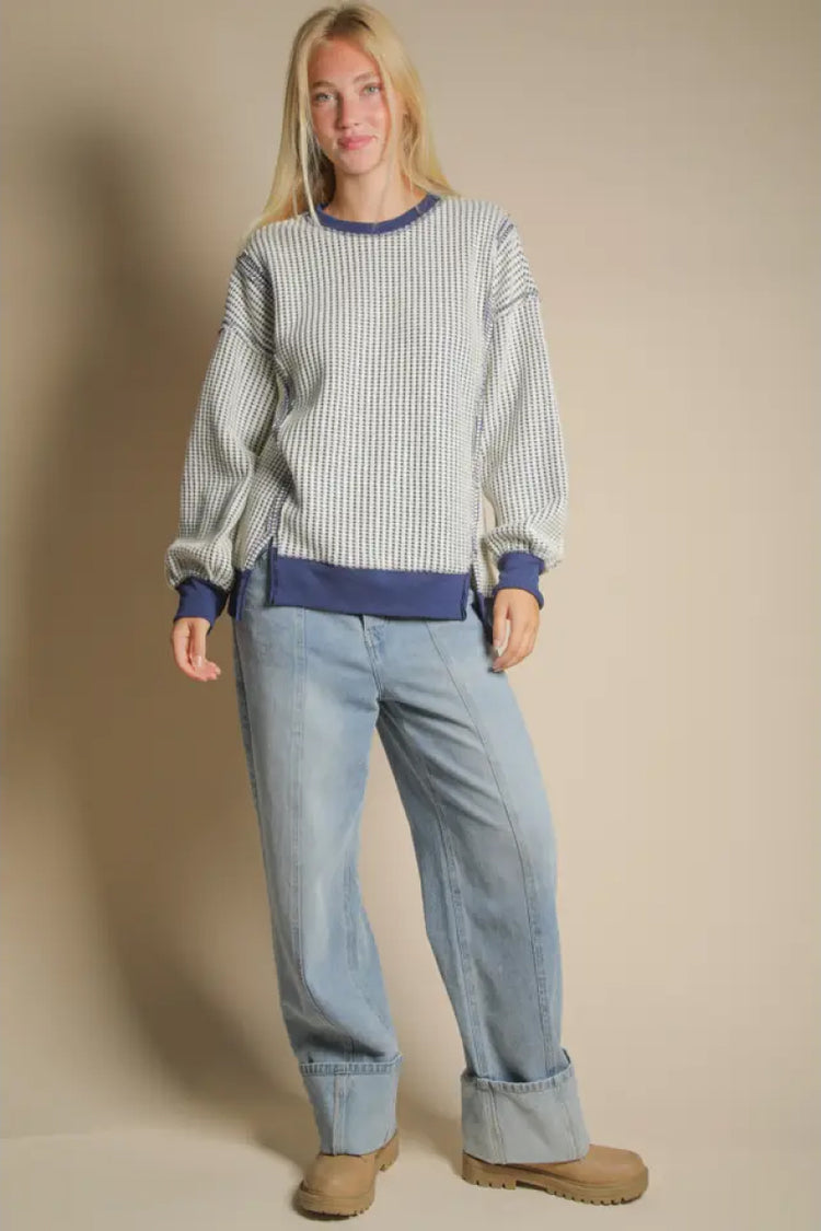 Oversize Waffle Long Sleeve - NVY