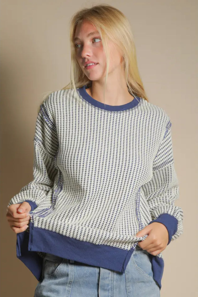 Oversize Waffle Long Sleeve - NVY