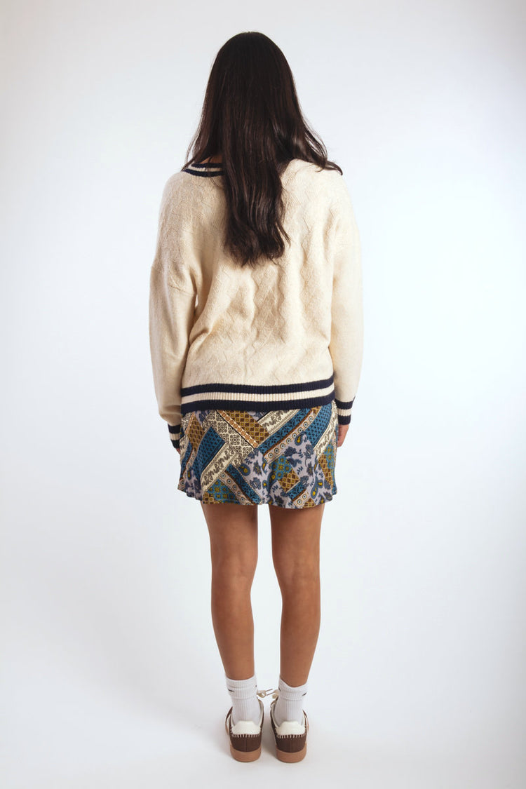 Paisley Mini Skirt - NVY