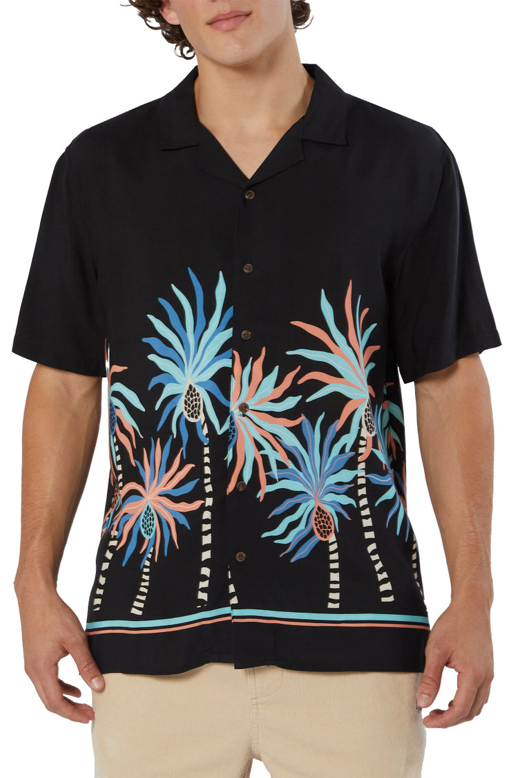 Palms & Borders Short Sleeve Shirt - BLK
