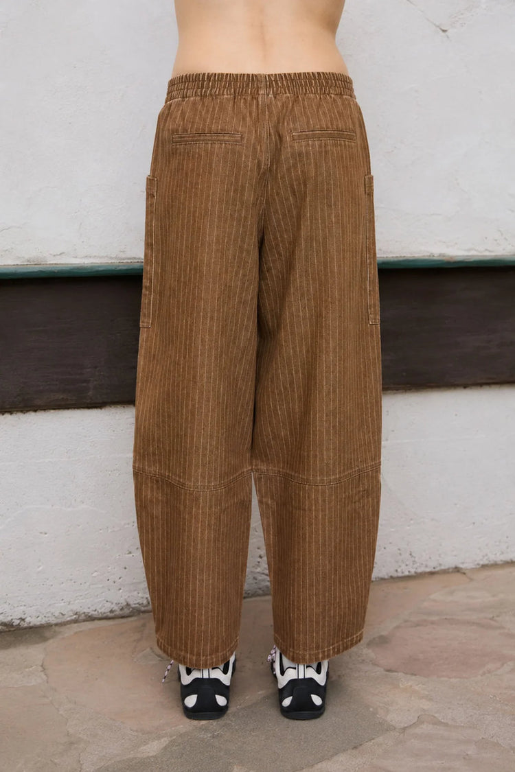 Pinstripe Barrel Jeans - BRN