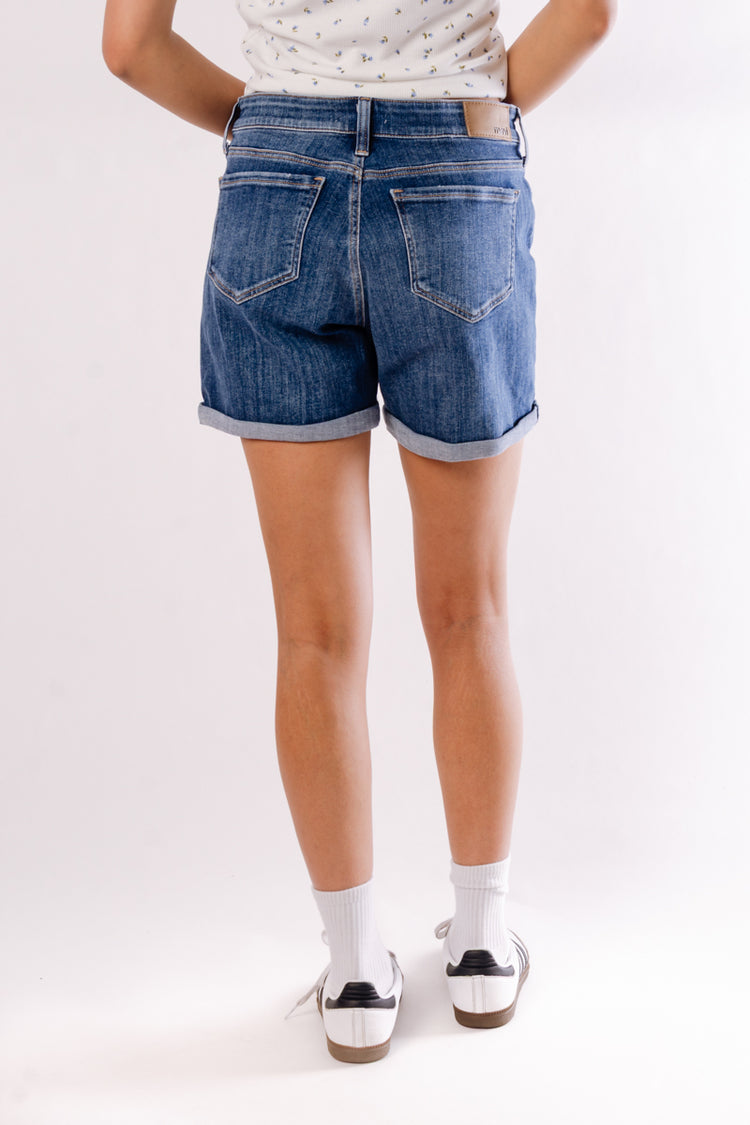 Pixie Mid Indigo Denim Shorts - BLU