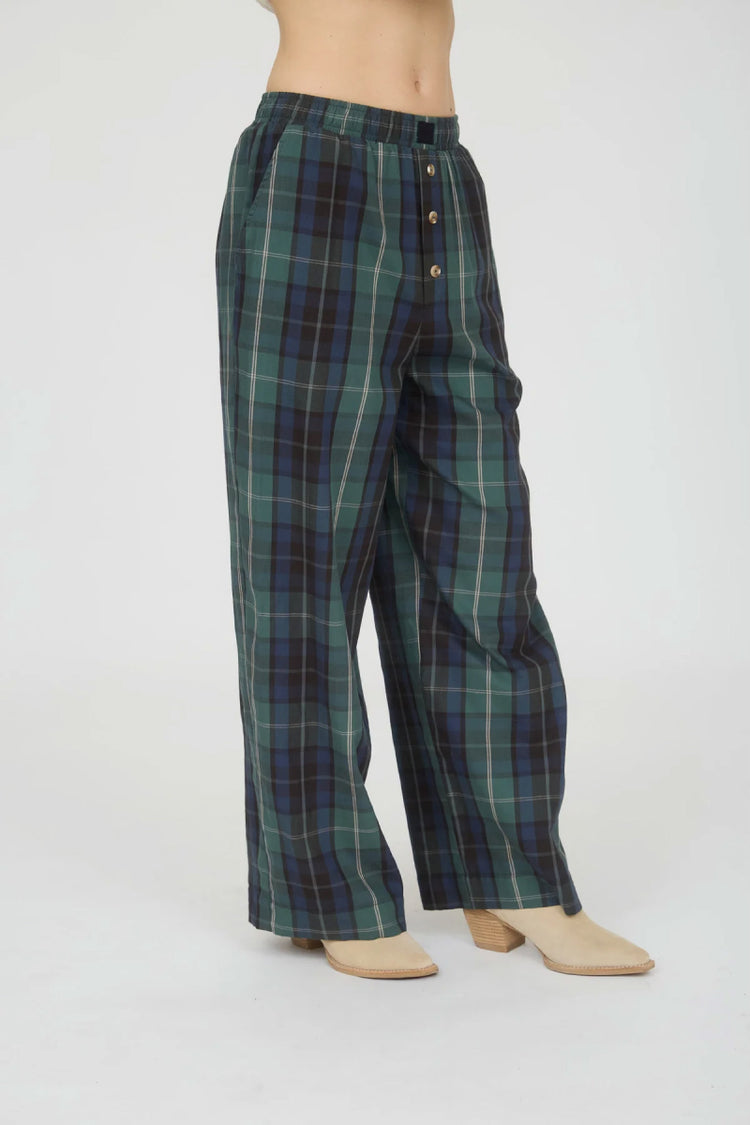 Plaid Lounge Pant - GRN