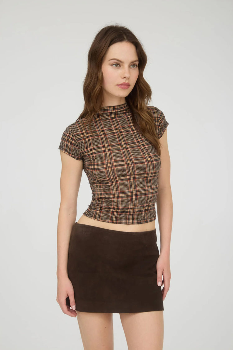 Plaid Mock Neck Crop Top - CML