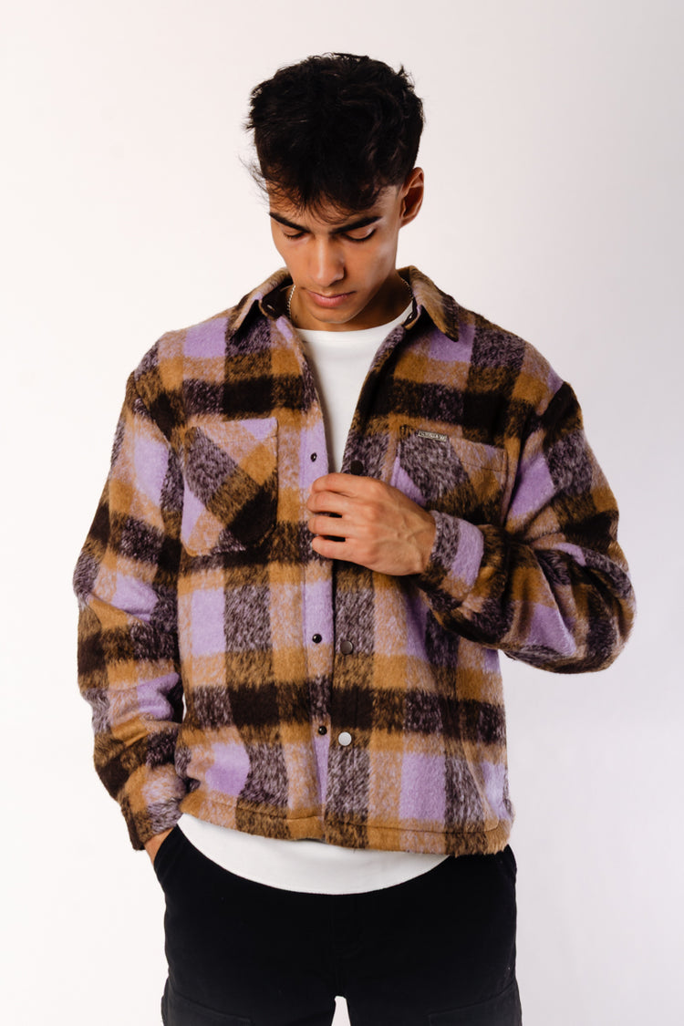 Plaid Overshirt Jacket - PUR