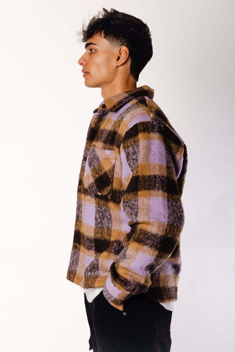 Plaid Overshirt Jacket - PUR